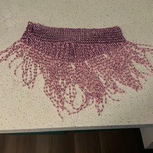 Pink fringe beaded elastic rave/belly dance belt
